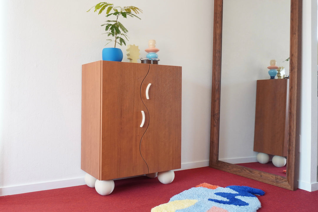 wave door cabinet - cherry