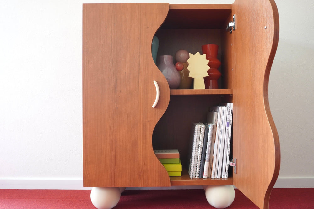 wave door cabinet - cherry