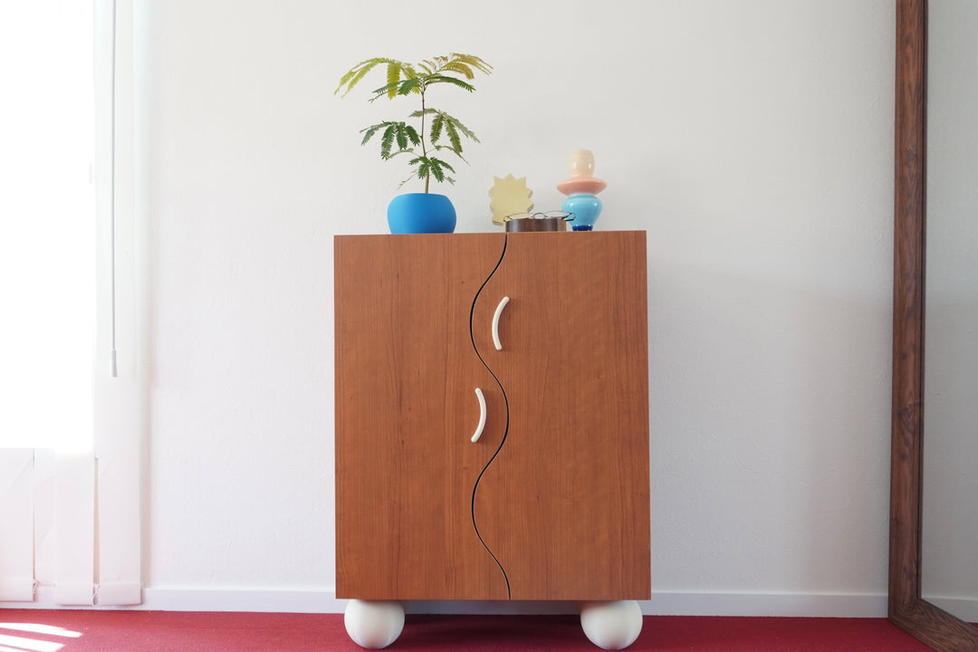 wave door cabinet - cherry